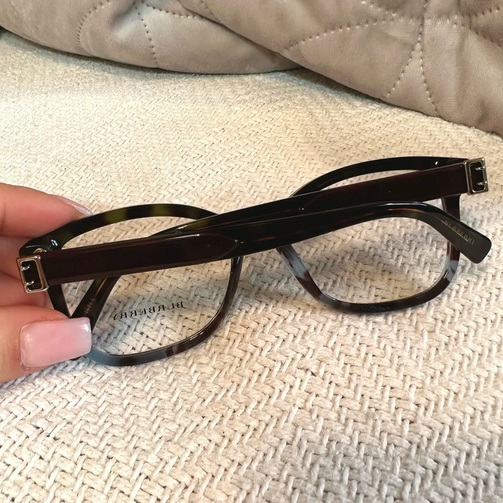 Burberry deep black, blue colors with silver accents square prescription frame
